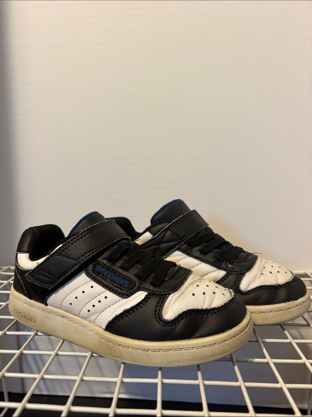 Skechers Kids Black and White Velcro Lace-Style Sneakers